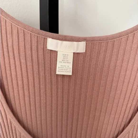 H&M Long Sleeve Ribbed Dress Dusty Rose Size Small - Picture 5 of 5